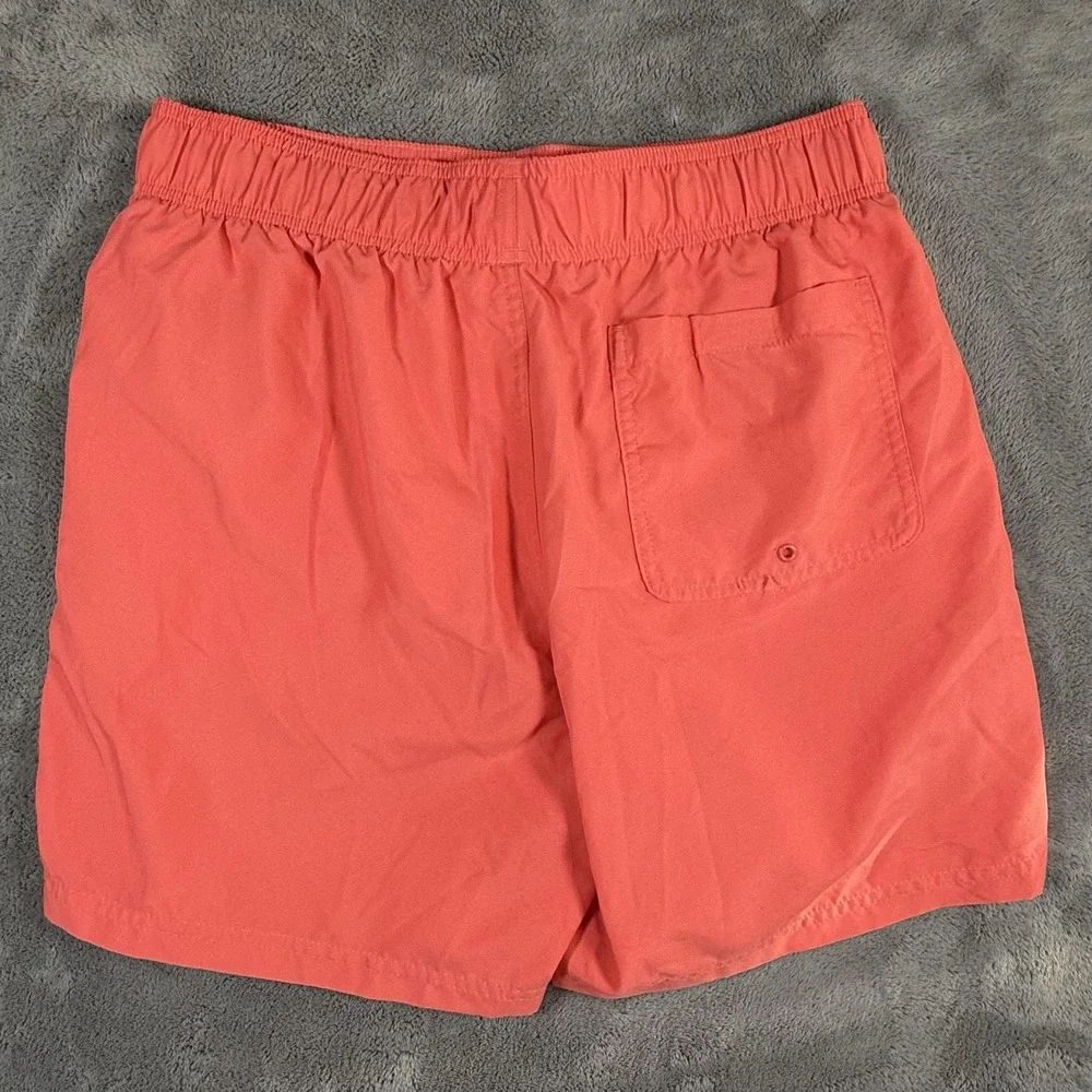 Adidas Swim Shorts Mens Medium Orange Trefoil Logo Mesh Lined Pockets Trunks